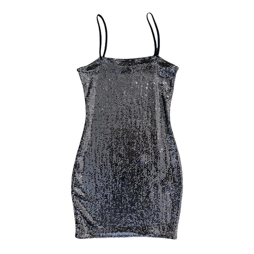 MISSGUIDED Silver Sequin Black Bodycon Mini Dress 🖤